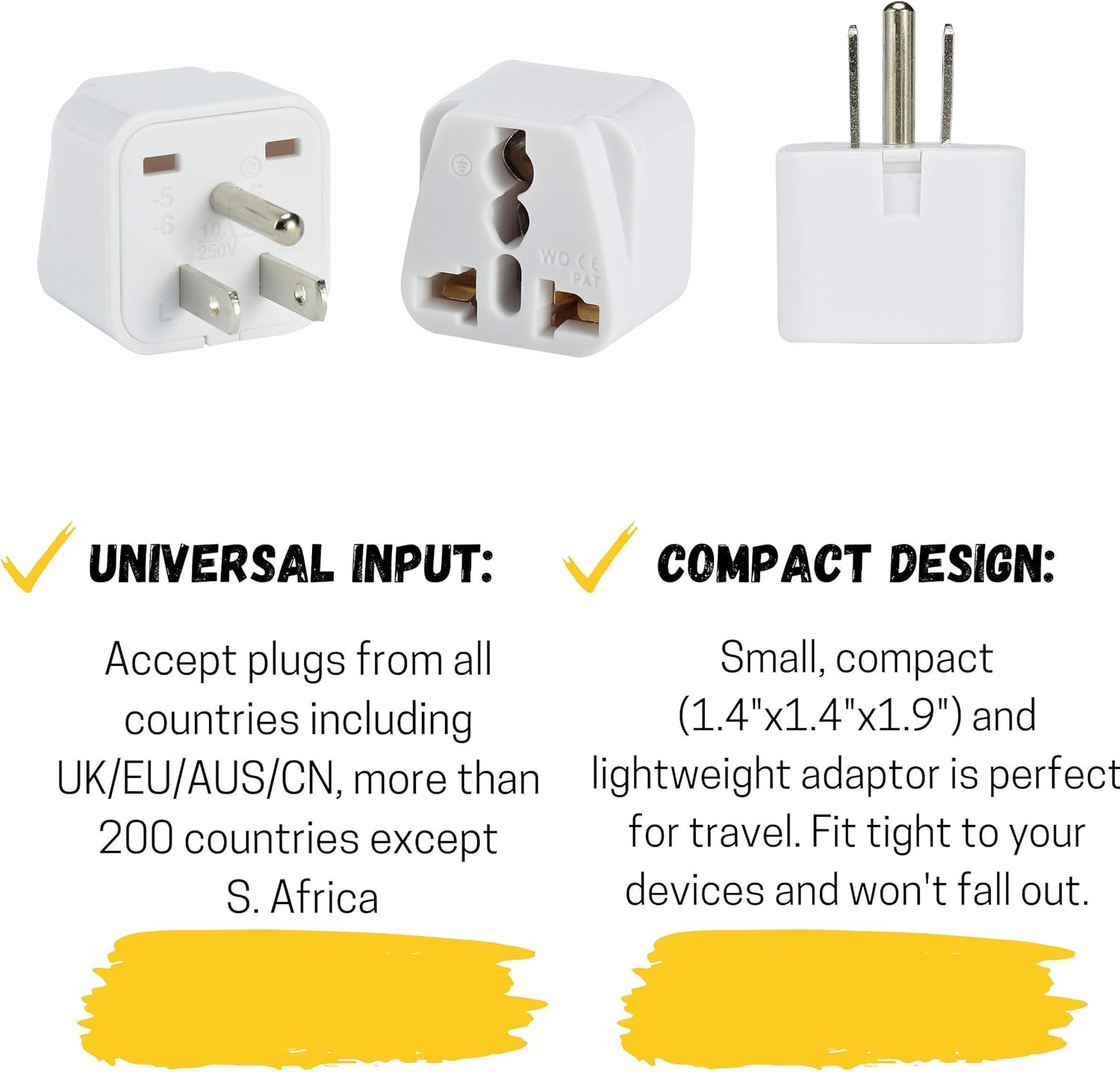 Bates- European Plug Adapter, 2 pc, Travel Adapter, US to Europe Plug Adapter, EU Adapter, Electrical Adapters, Converter Plug - Image 5