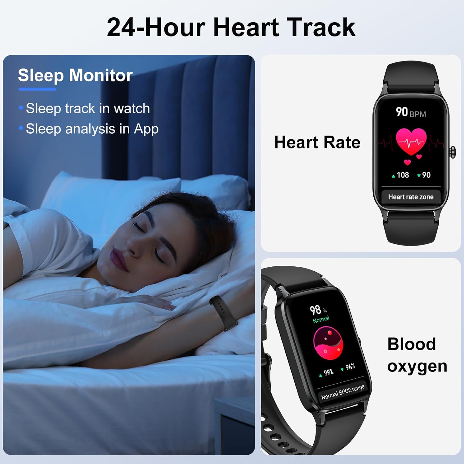 Smart Watch for Men Women, 1.57" Smartwatch (Answer/Make Call) , Fitness Tracker with 110+ Sport Modes, Heart Rate/Sleep Monitor, IP68 Waterproof, Bluetooth Calls, Smartwatches for Android iOS Black - Image 4